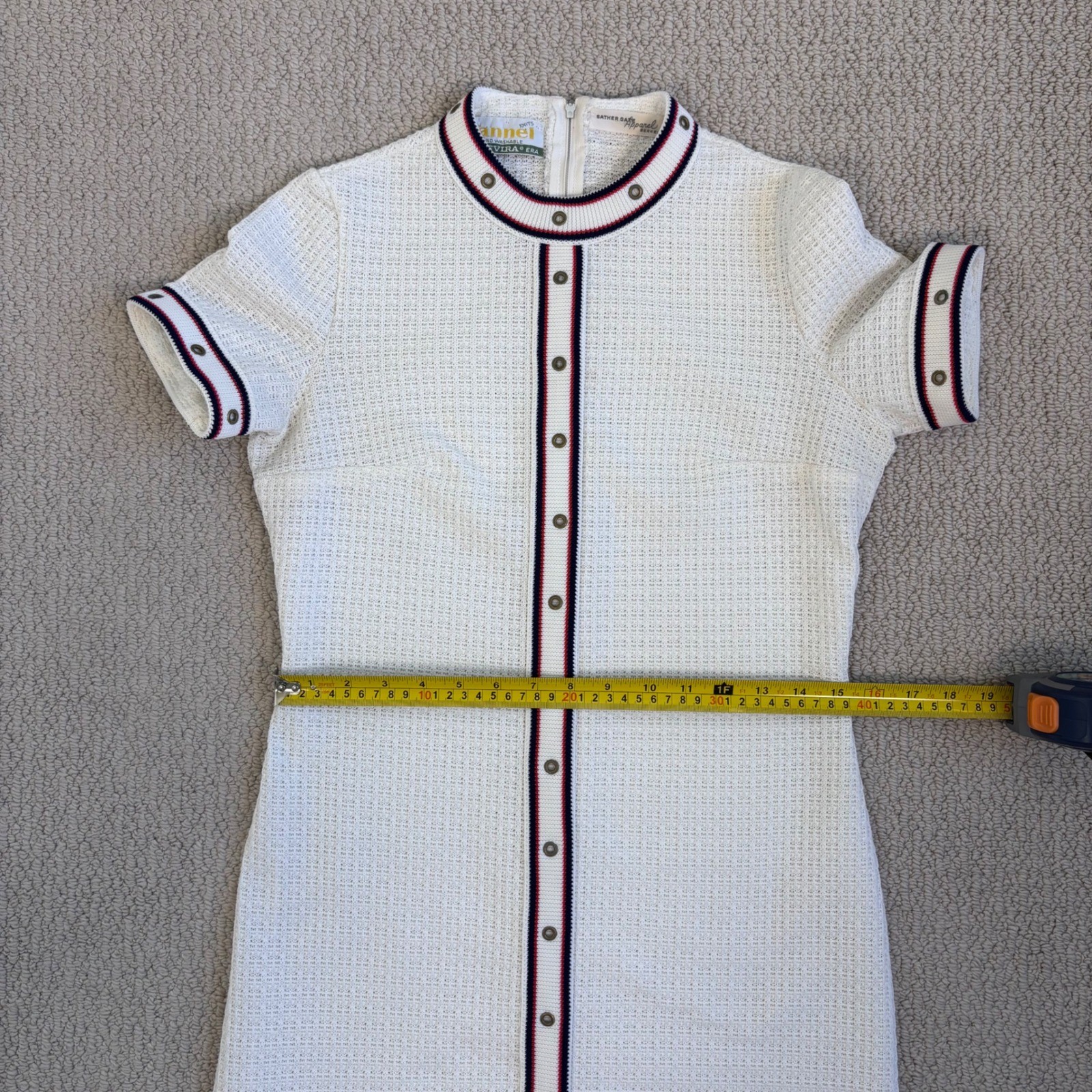 Vintage 60s Tannel Knits Trevira Era Mod Shift Dress | White, Small ILGWU TWA