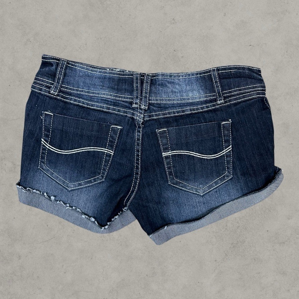 Blue Asphalt Denim Shorts Womens 5 Blue Y2K Mini Micro Grunge 2000s Thigh High