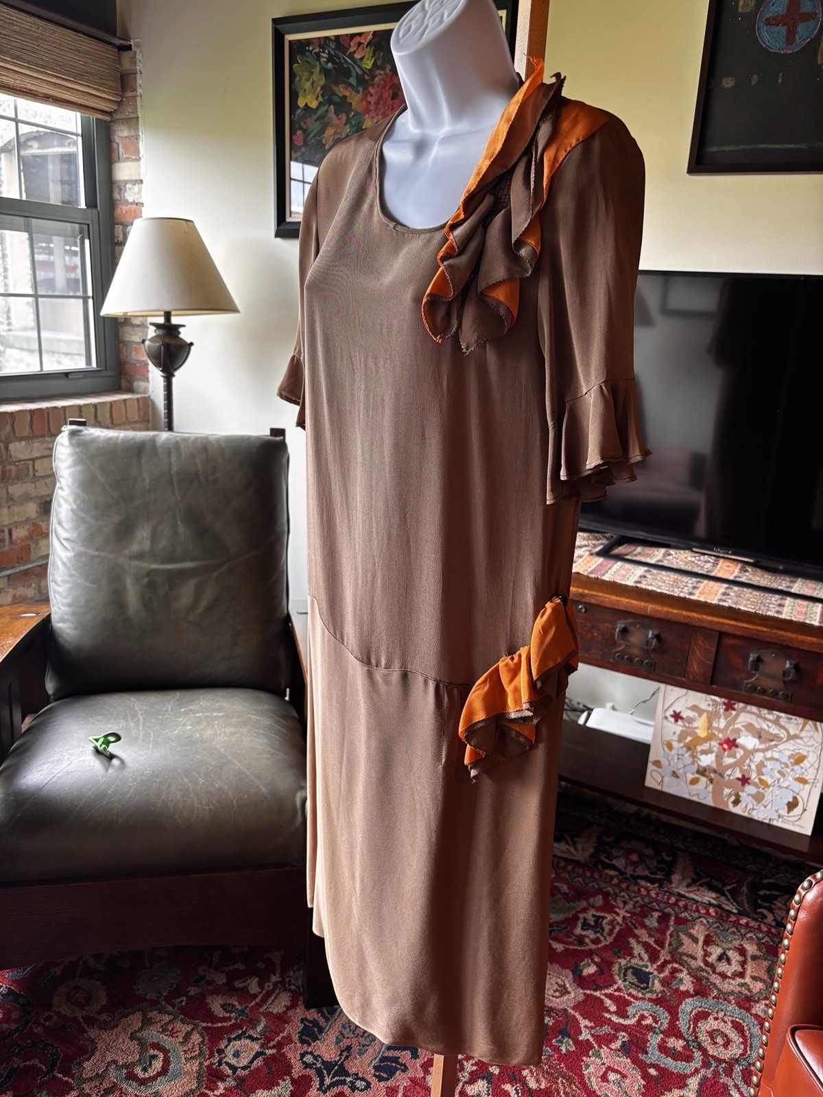 Antique Late 1920’s Early 1930s Vintage Drop Waist Dr