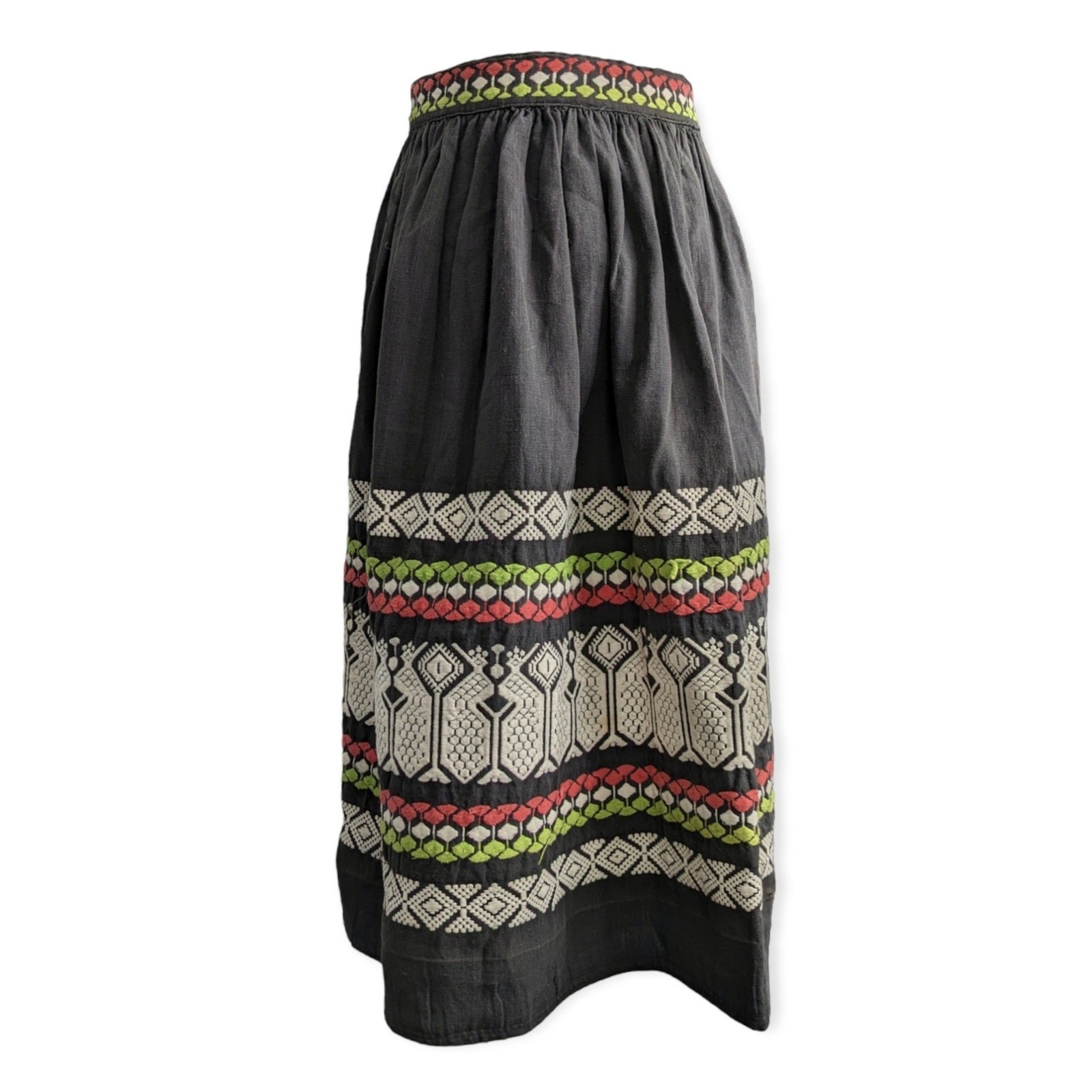 Vintage Midcentury Mexican Full A-Line Woven Skirt XS