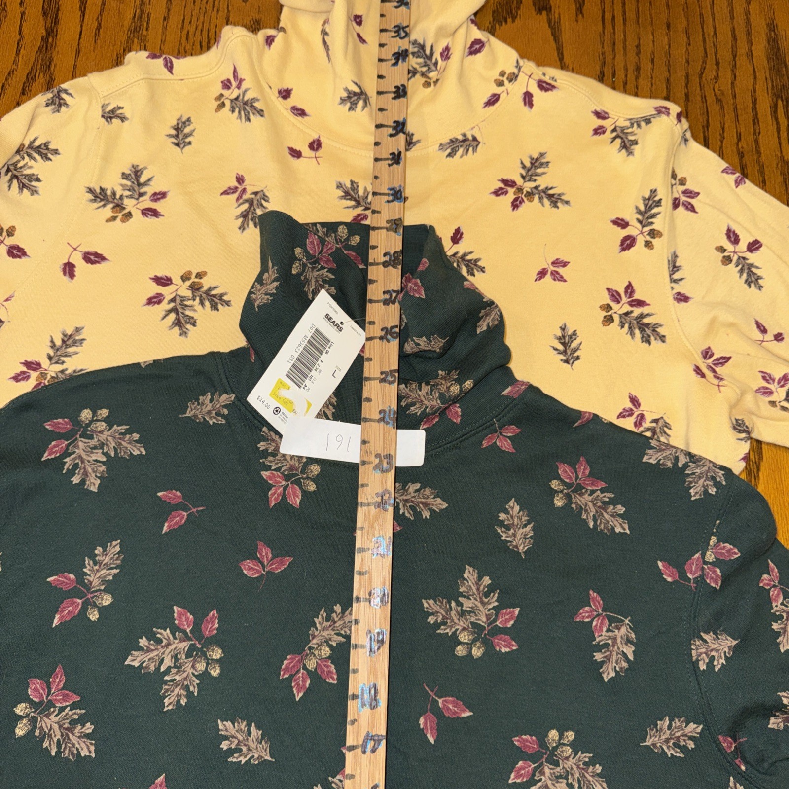 VTG 90s Classic Elements Sears Fall Leaf Turtleneck Lot 2 Size L Cotton Autumn