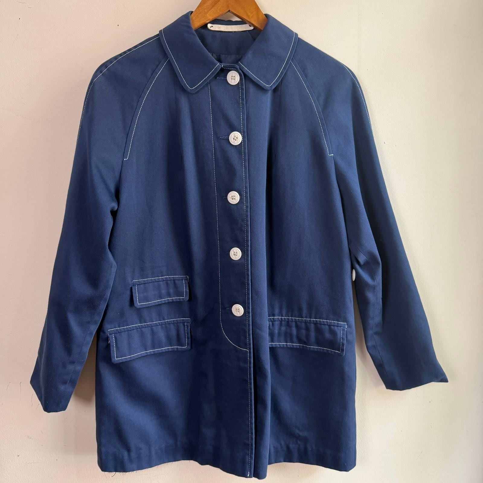 Vintage All-Weather Contrast Stitch Navy Blue Medium Good