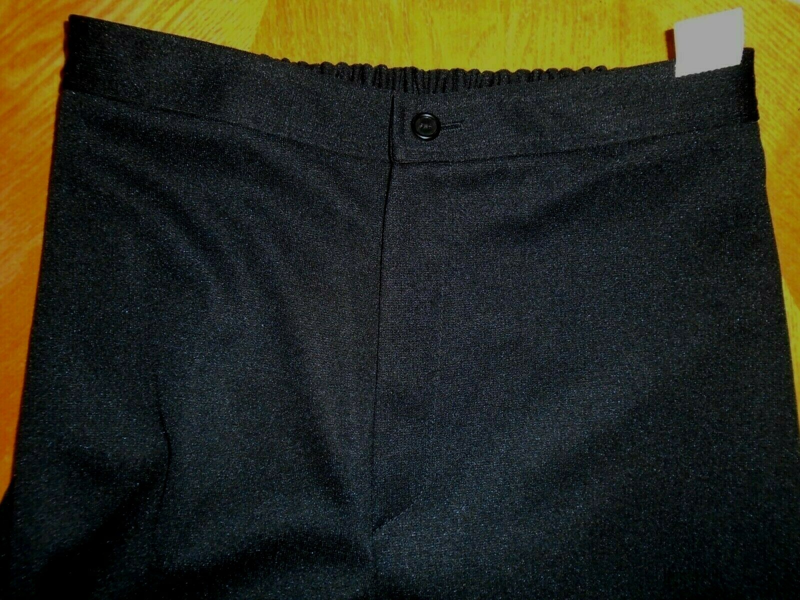 Ladies VTG 1970s Black Polyester Dress Pants Wide Legs Zip Fly Sz 111-12 NOS