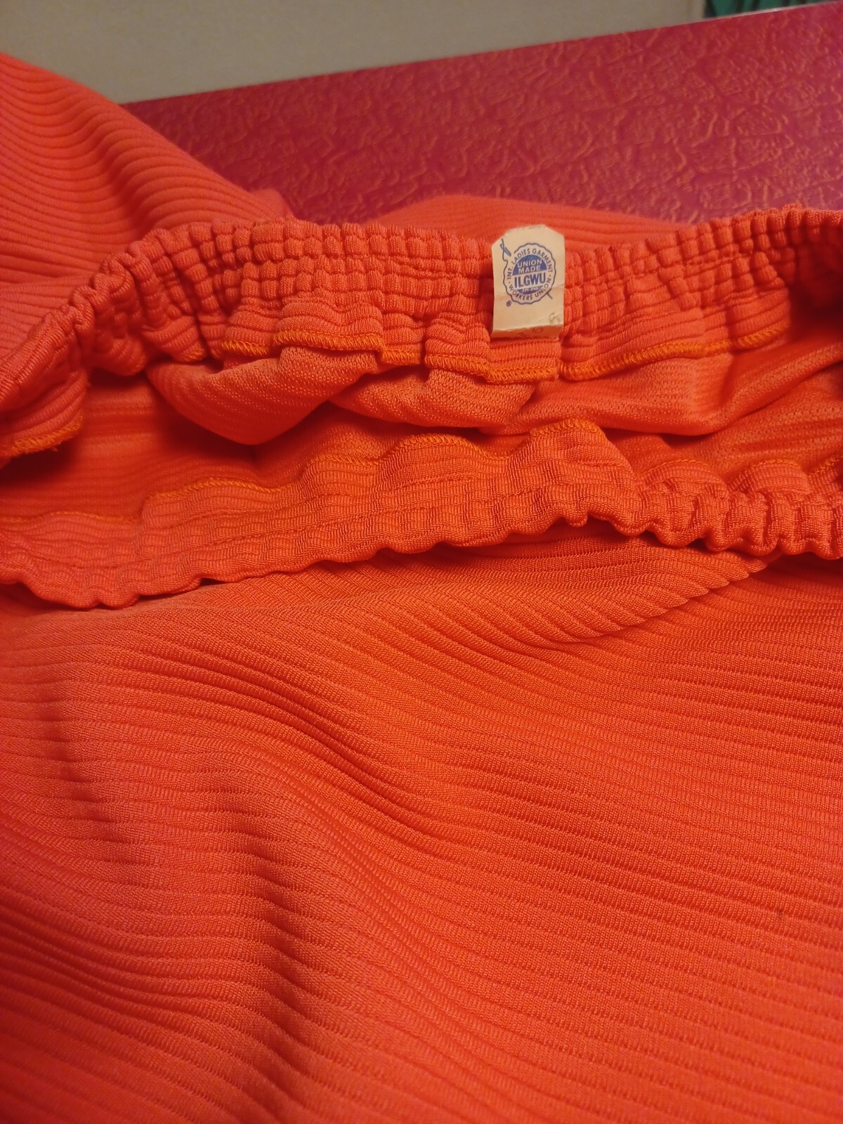 Vtg Mid-century 1960s Polyester Skirt Set UNION LABEL Orange Henry Lee MOD MCM