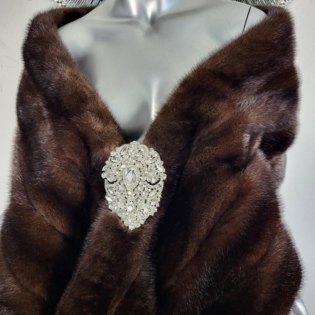 VINTAGE RANCH MAHOGANY BROWN GENUINE REAL MINK FUR STOLE WRAP COAT SHAWL