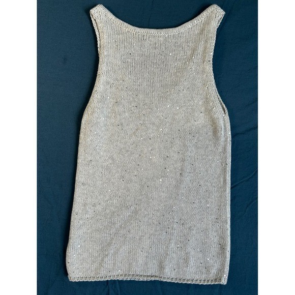 Generation Love Gray Sequin Knit V-Neck Tank Top XS Sleeveless Sweater Vest