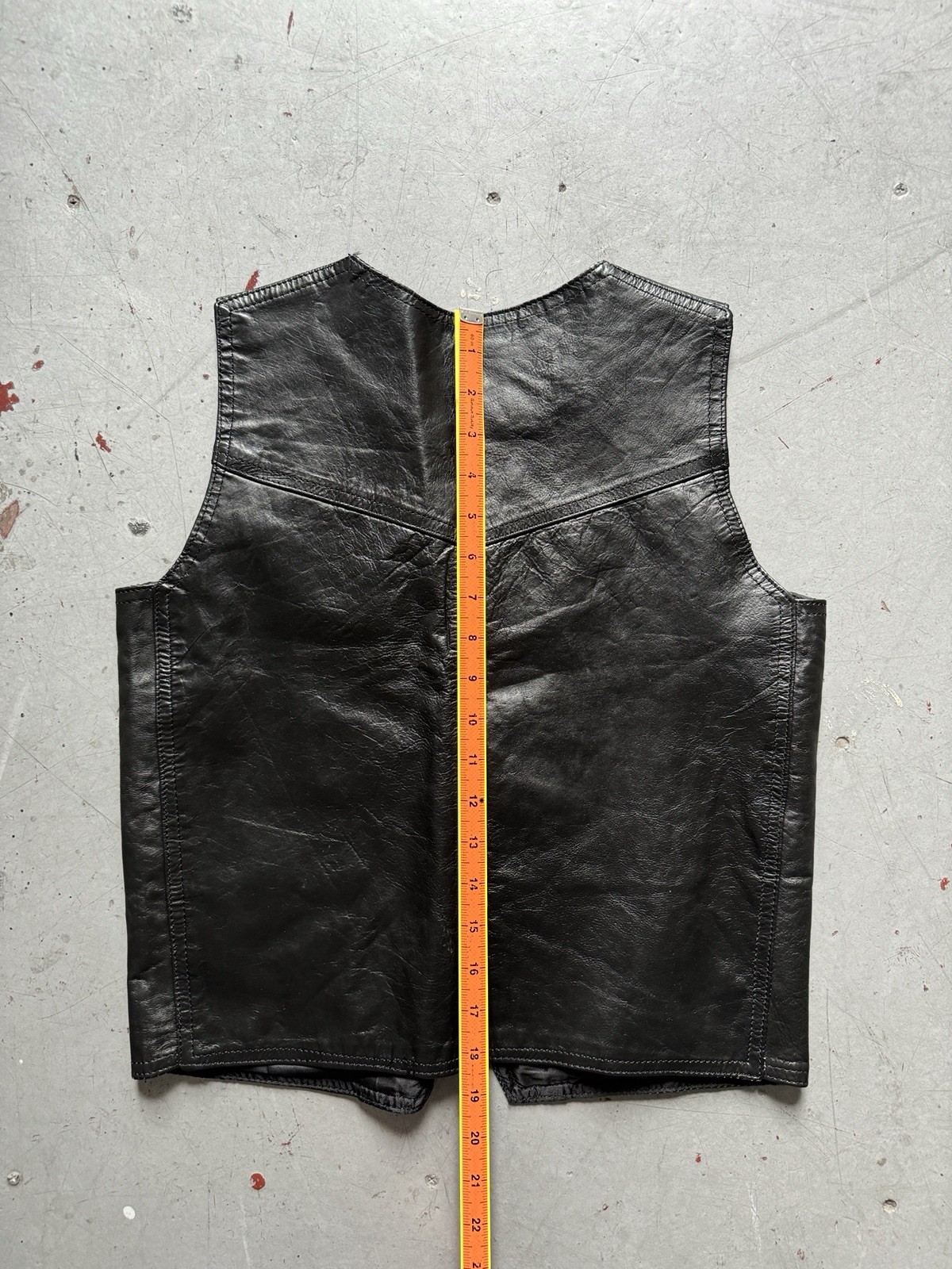 vintage cowhide genuine black leather biker motorcycle chopper festval vest S