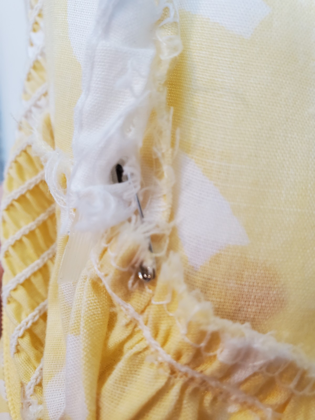 Vintage Prago Strapless Yellow Floral Dress Pockets Boned Bodice