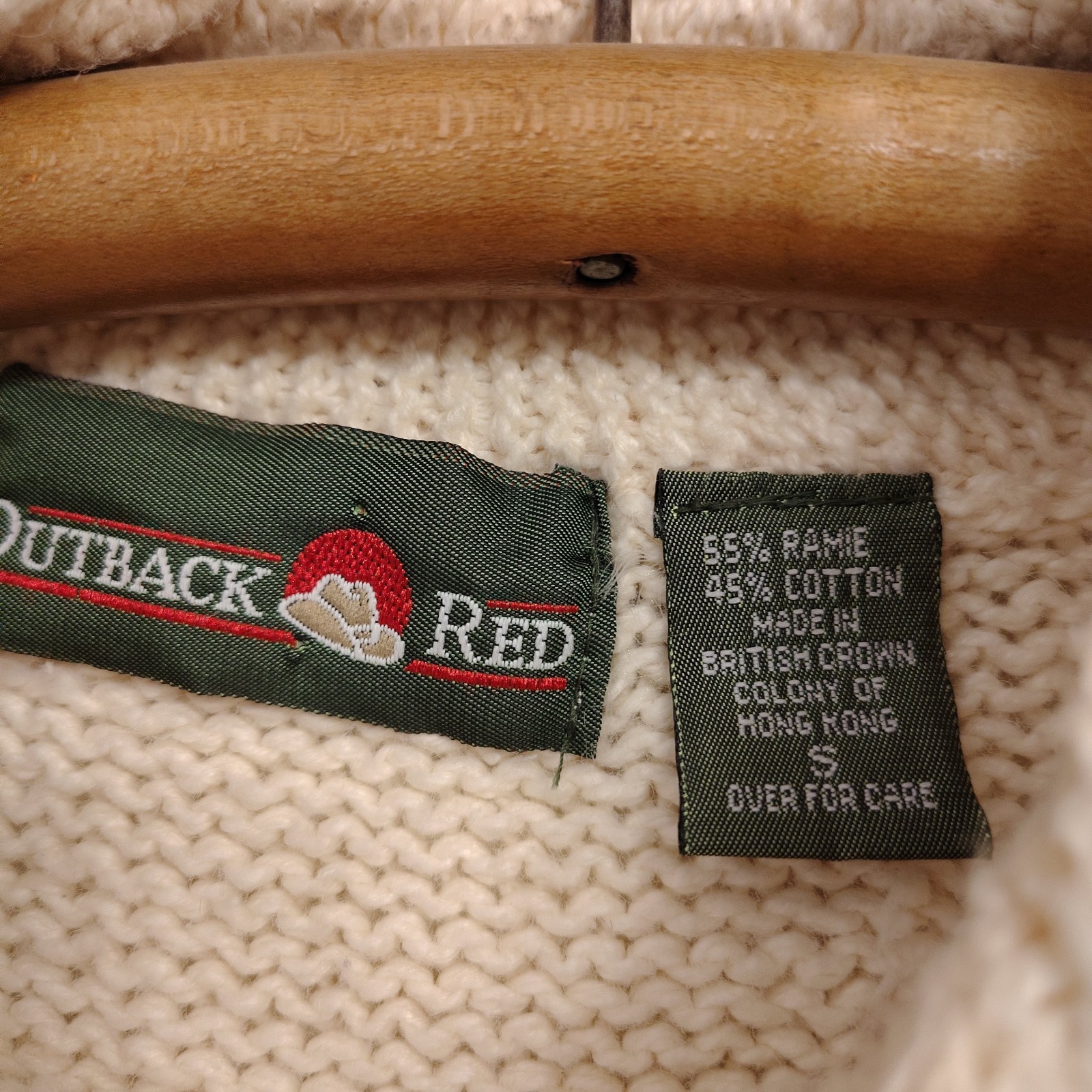 Vintage Women’s 1990’s Outback Red Pearl White Mock Turtle Neck Cable Sweater S