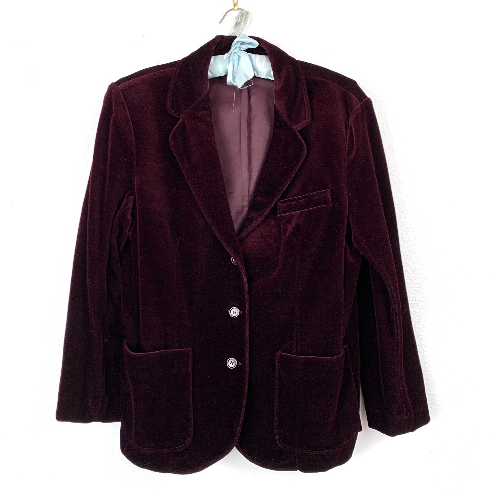 Vintage 90s Act III Deep Purple Velvet Suit Jacket Blazer Womens Chest 38″
