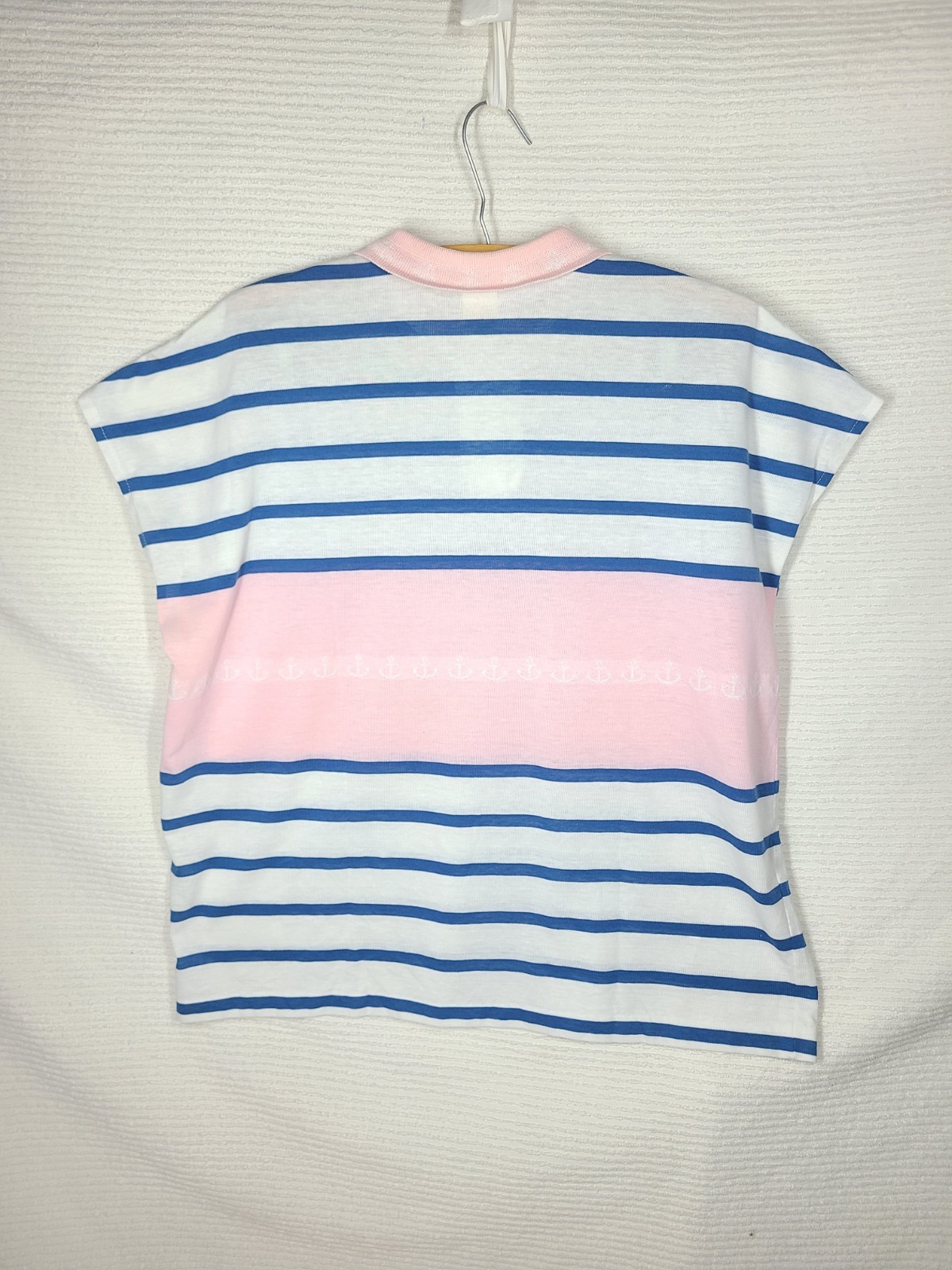 Vintage Womens Polo Shirt 1990s L XL Oversize Pink Stripes Jantzen Tennis Sports