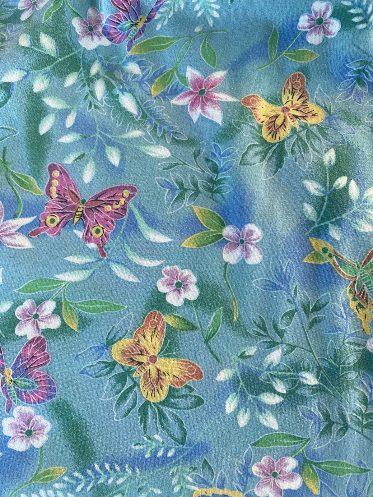 National Muumuu House Dress Vintage Boho Cottagecore Blue Floral Butterfly 2X