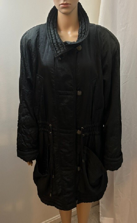 J. GALLERY VTG Women’s Size Large Black Mid-Length Button Up Coat Dressy Casual
