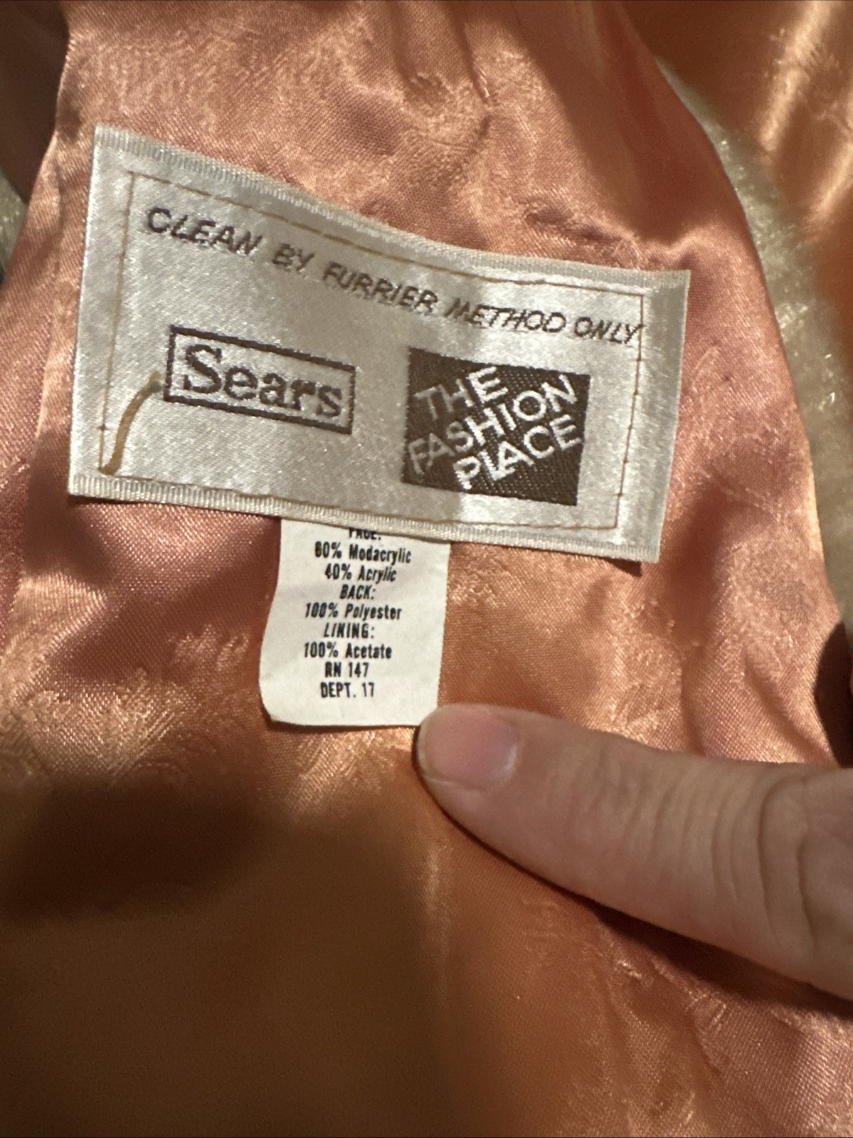 SEARS Vintage 70’s The Fashion Place Faux Fur Cape Cloak Poncho Coat One Size
