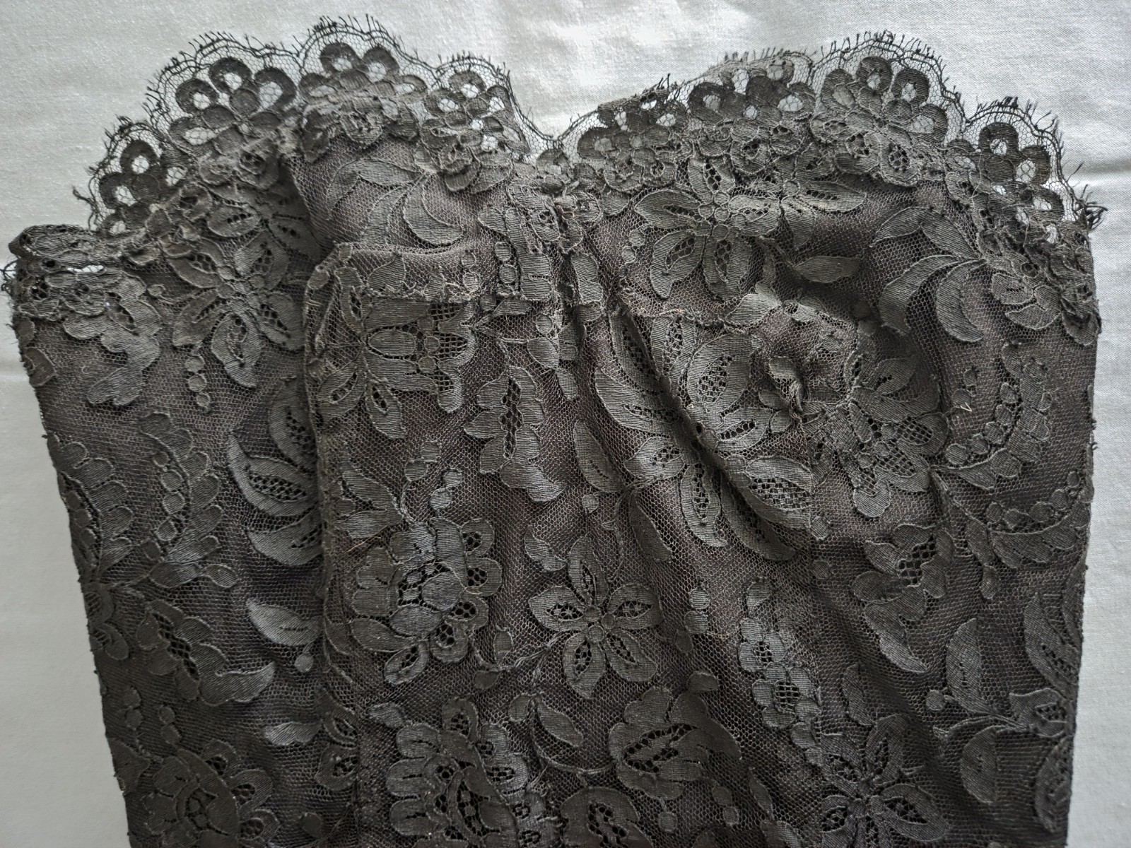 Vintage Edward Abbott Wilson Folmar Black Lace Strapless Dress, Elegant Cocktail