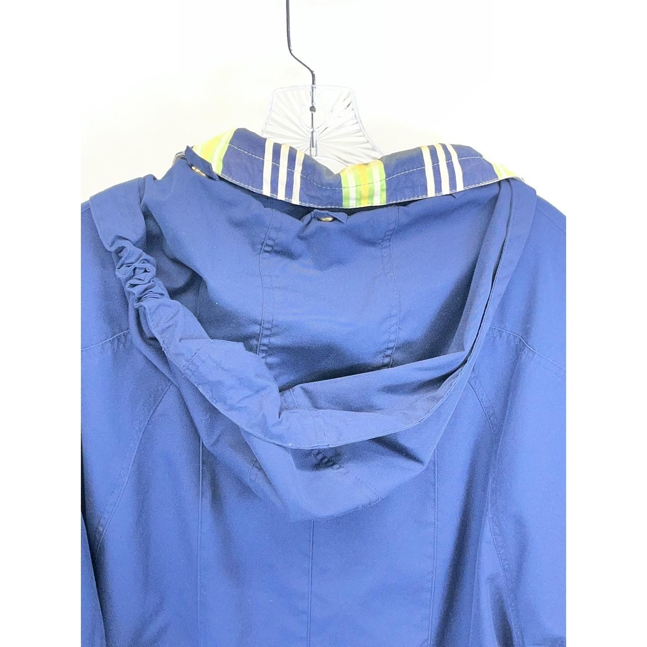 Vintage Current Seen Navy Blue Hooded Button Up Windbreaker Small