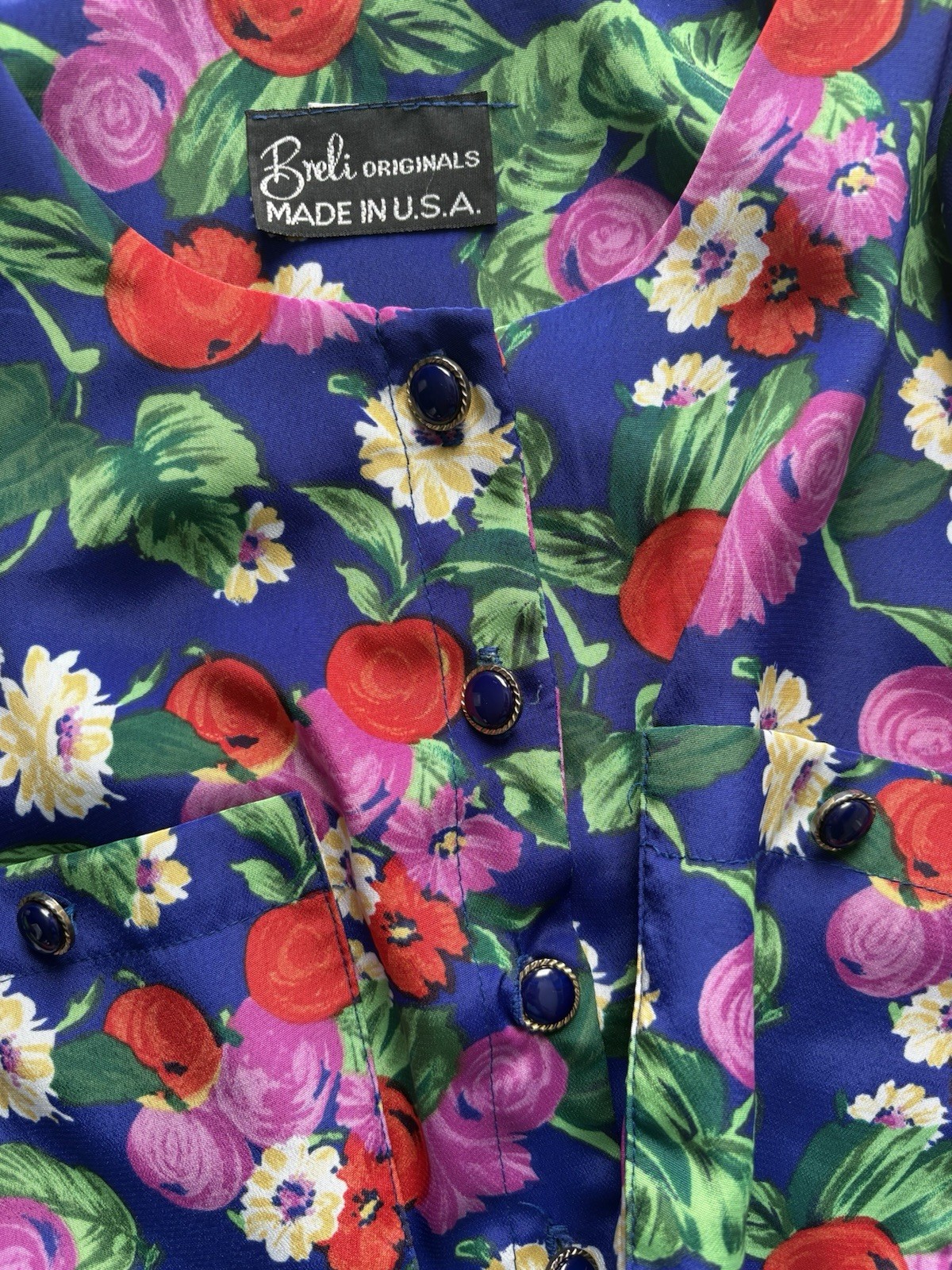 Breli Originals 80’s Pleated Floral Cottagecore Praire Botanical Bright Dress