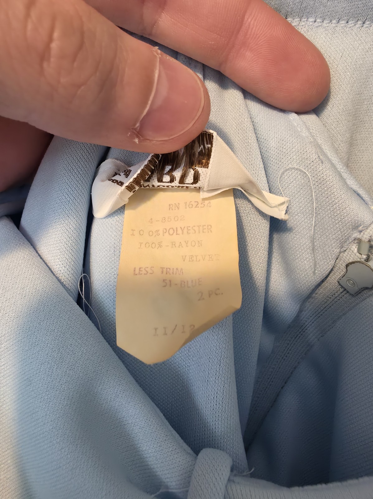 Vintage Montgomery Ward Rayon Velvet Blue 2 Piece Dress – See Tag For Size
