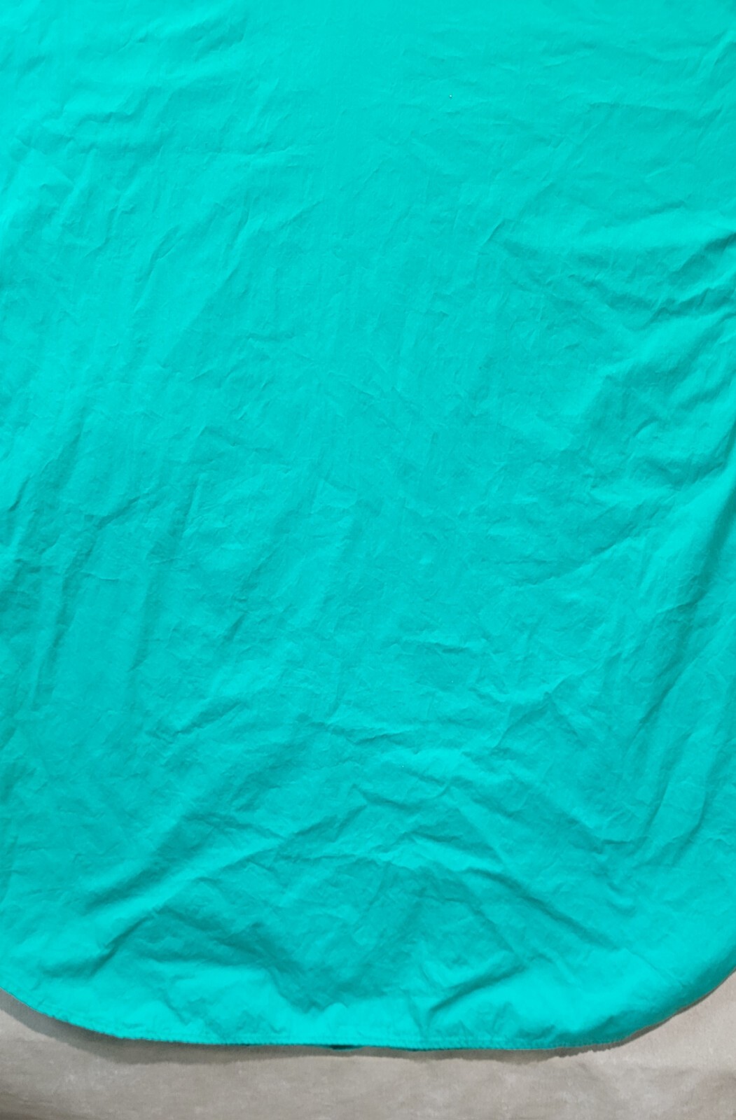 Vintage Womens Teal Muumuu With A Multi Colored Cheese Cloth Vneck Design