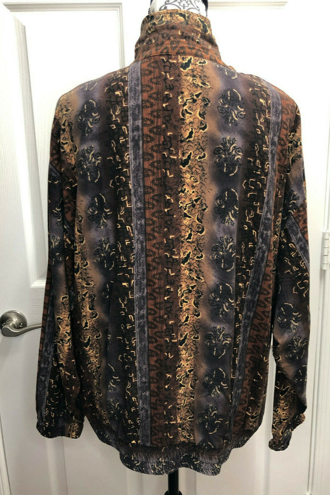 Erin London Windbreaker XL 100% Silk Brown Abstract Pattern Bohemian Comfy