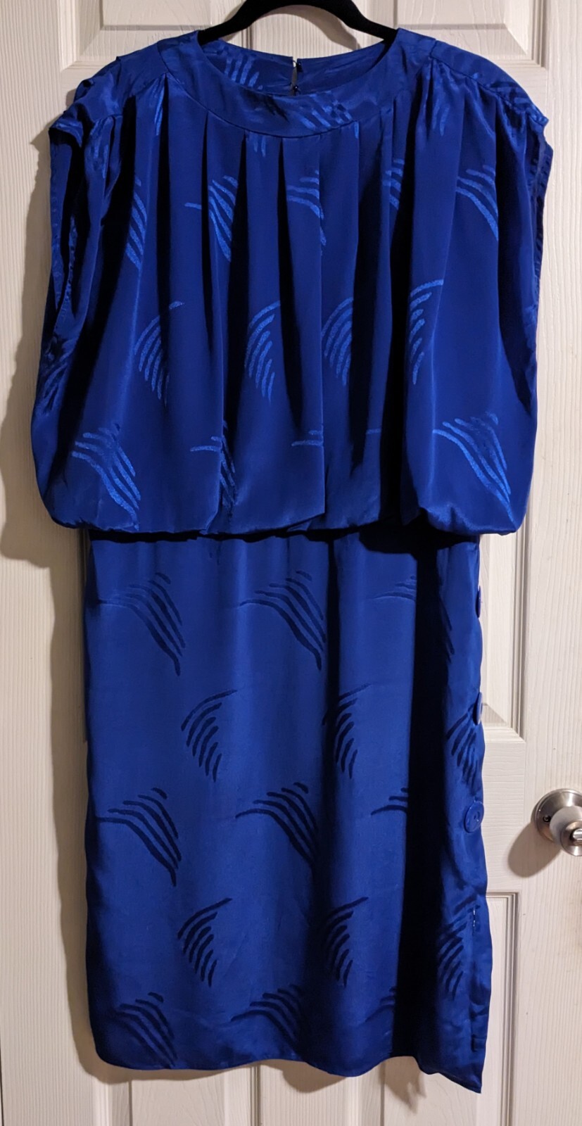 Vintage The Limited Blue Dress 6 Satin Retro Oversized Blouson 1980s