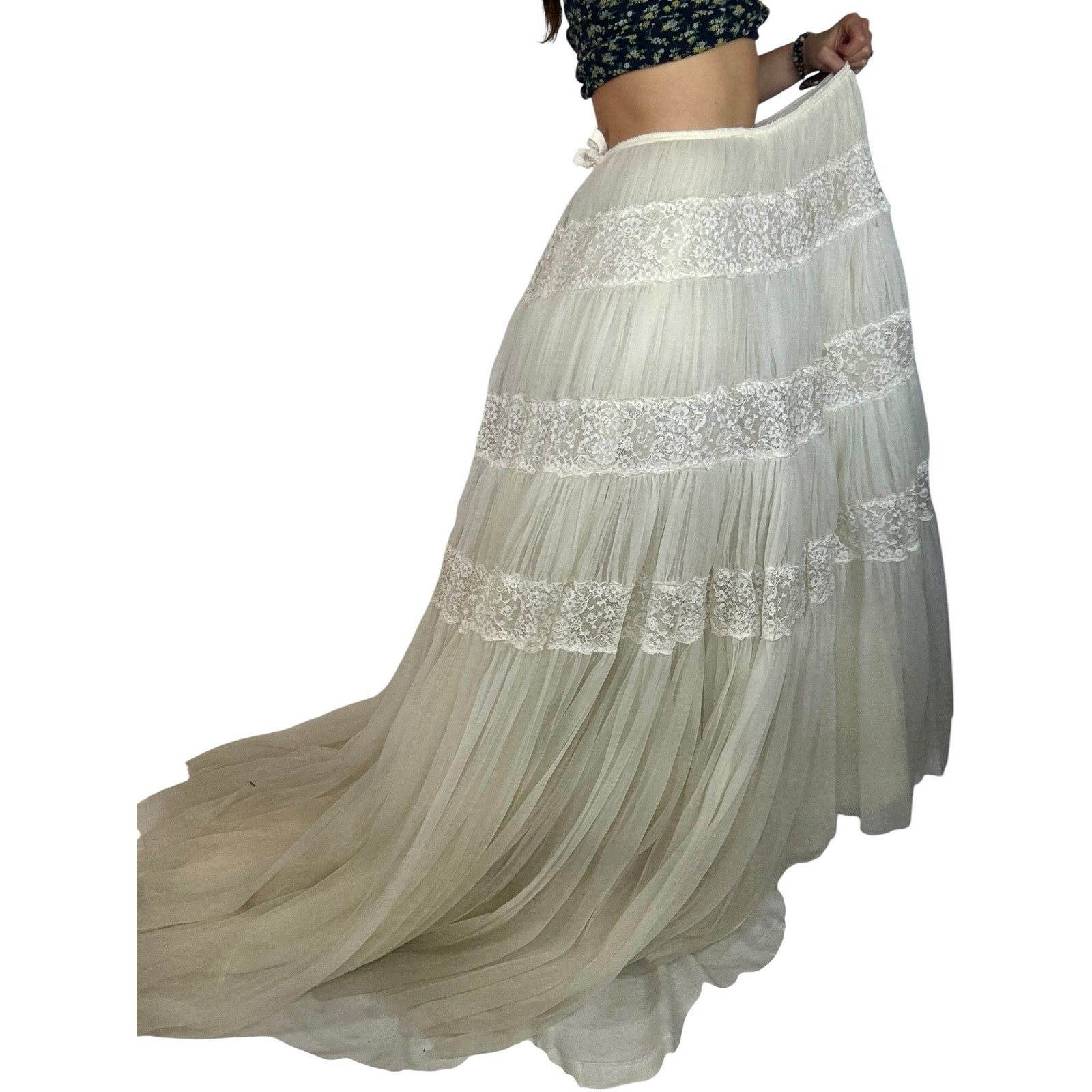 Vintage 1950s Marie of Pandora Bridal Crinoline Petticoat Skirt With Train AS IS