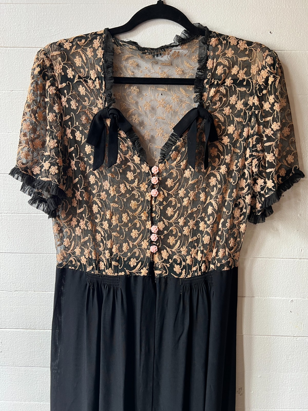 Vintage Floral Lace Top Dress 1950s – 40x30x49 – AR FL
