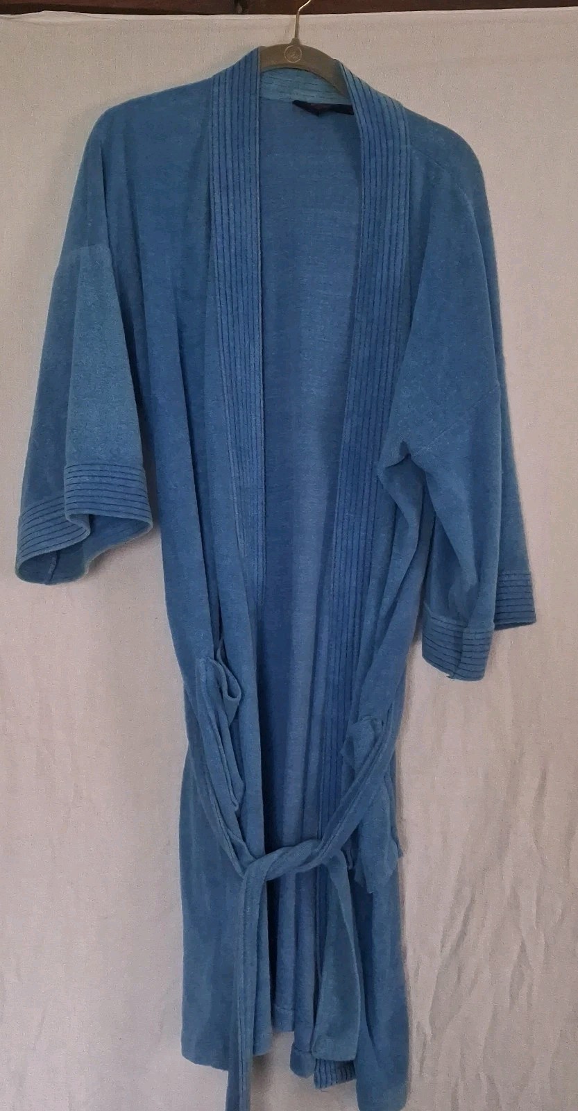 Vintage 70s Michael Paige Terry Cloth Robe One Size Grandpacore Blue USA Belted