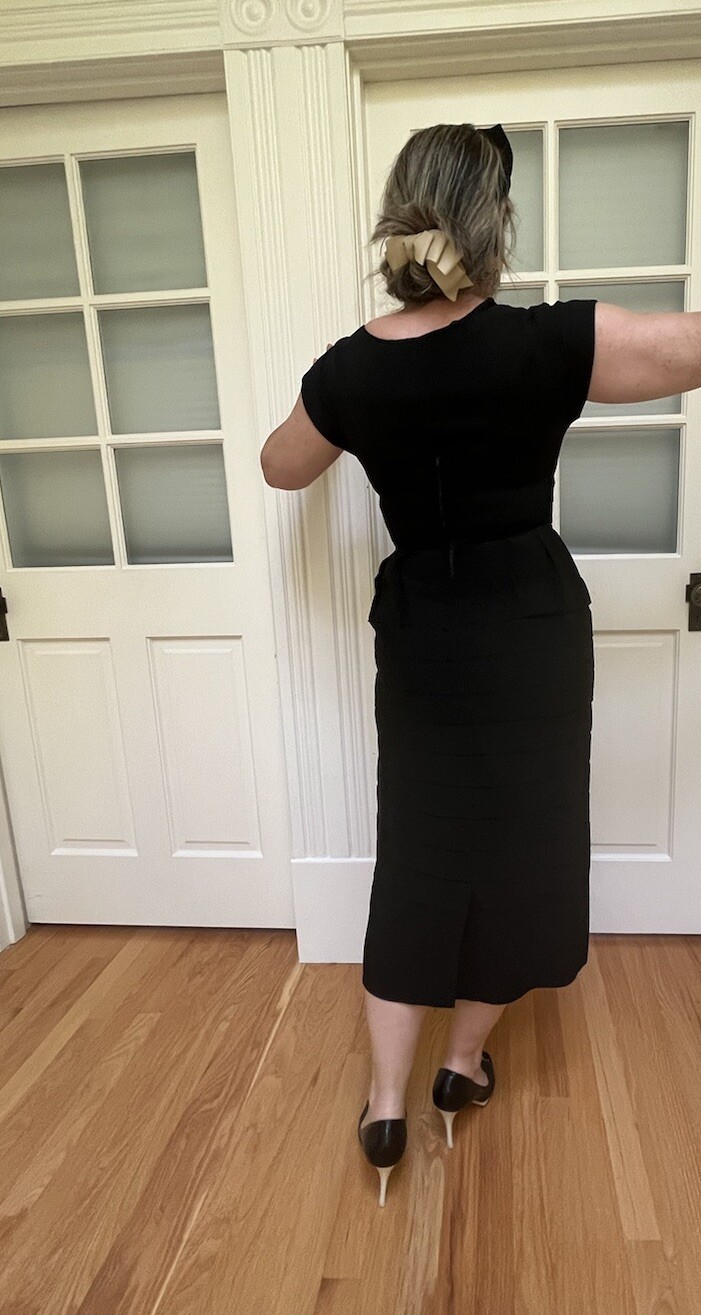 Vintage Stunning 1940’s 40’s Black Bombshell Dress Pinup S Fits 6 Large Chest