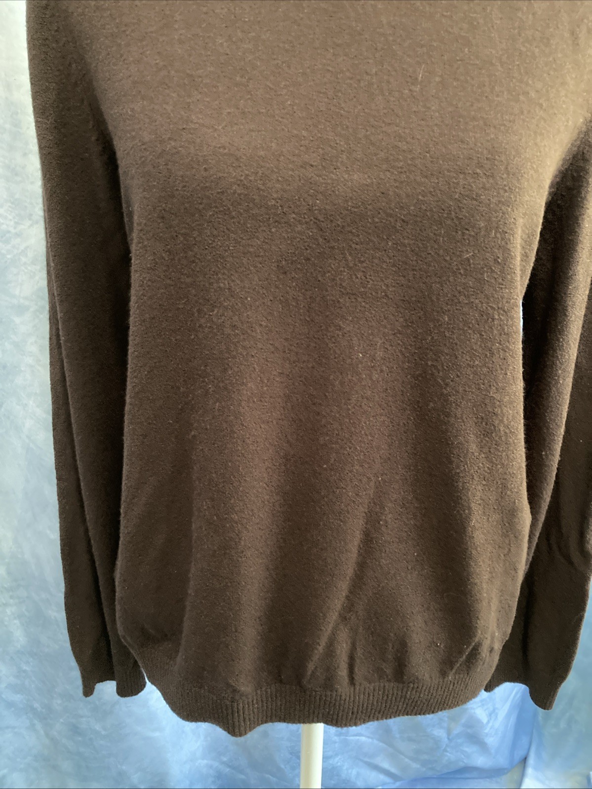 Vtg 90s Petite Sophisticate Brown Ribbed Turtleneck Sweater Large Rayon Blend