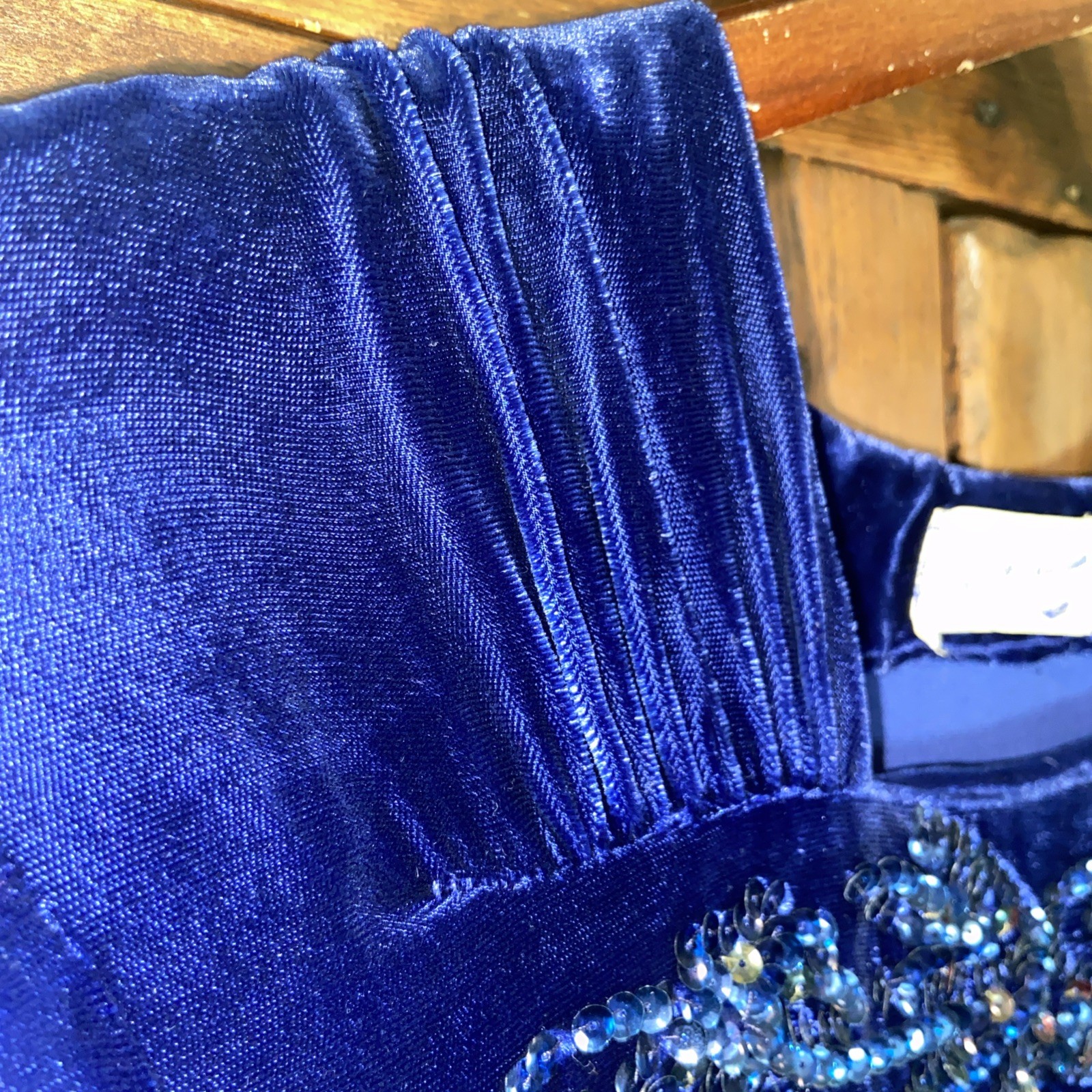 Vintage Fleurette Fashions Dress Velvet Blue Sequins 1930’s? Small?