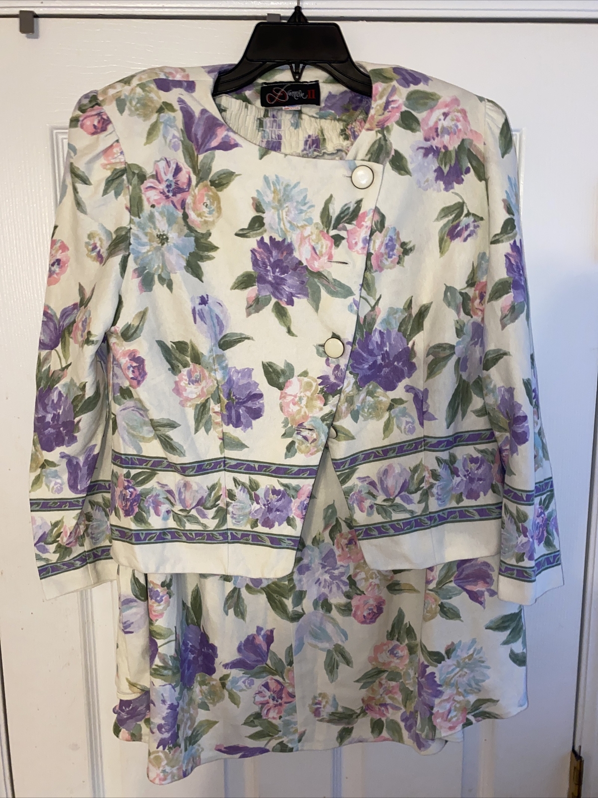 Vtg Damon II Womens Union Made Floral Skirt Suit