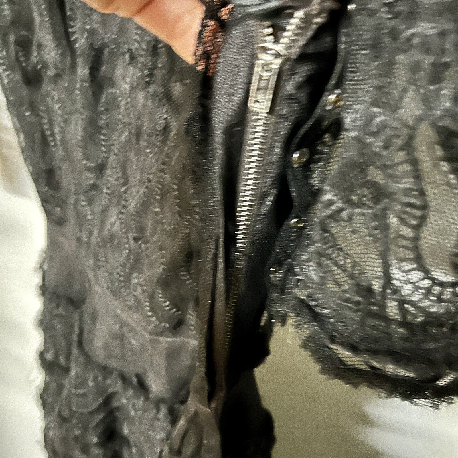 Vintage COUTURE 30s 40s Black Abstract LACE Dress 12
