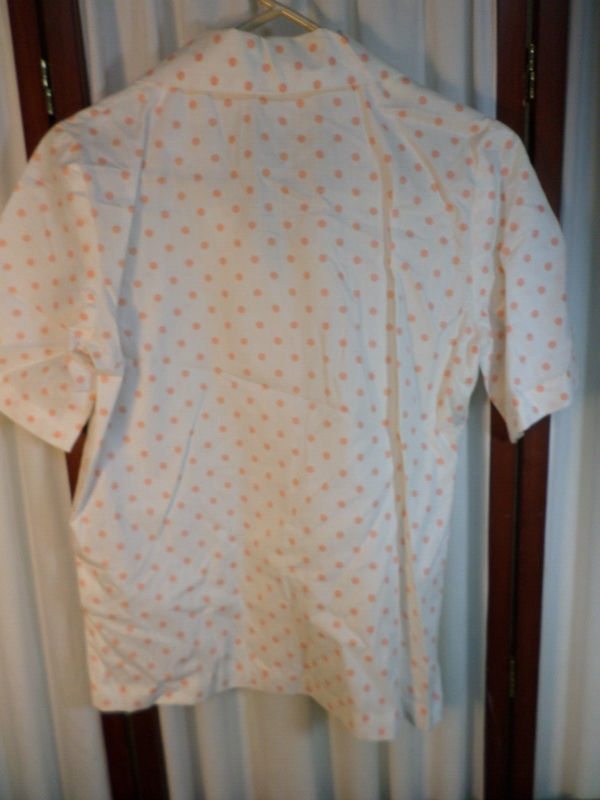 Vintage Handmade Pink Polka Dot Short Sleeved Button Front Blouse