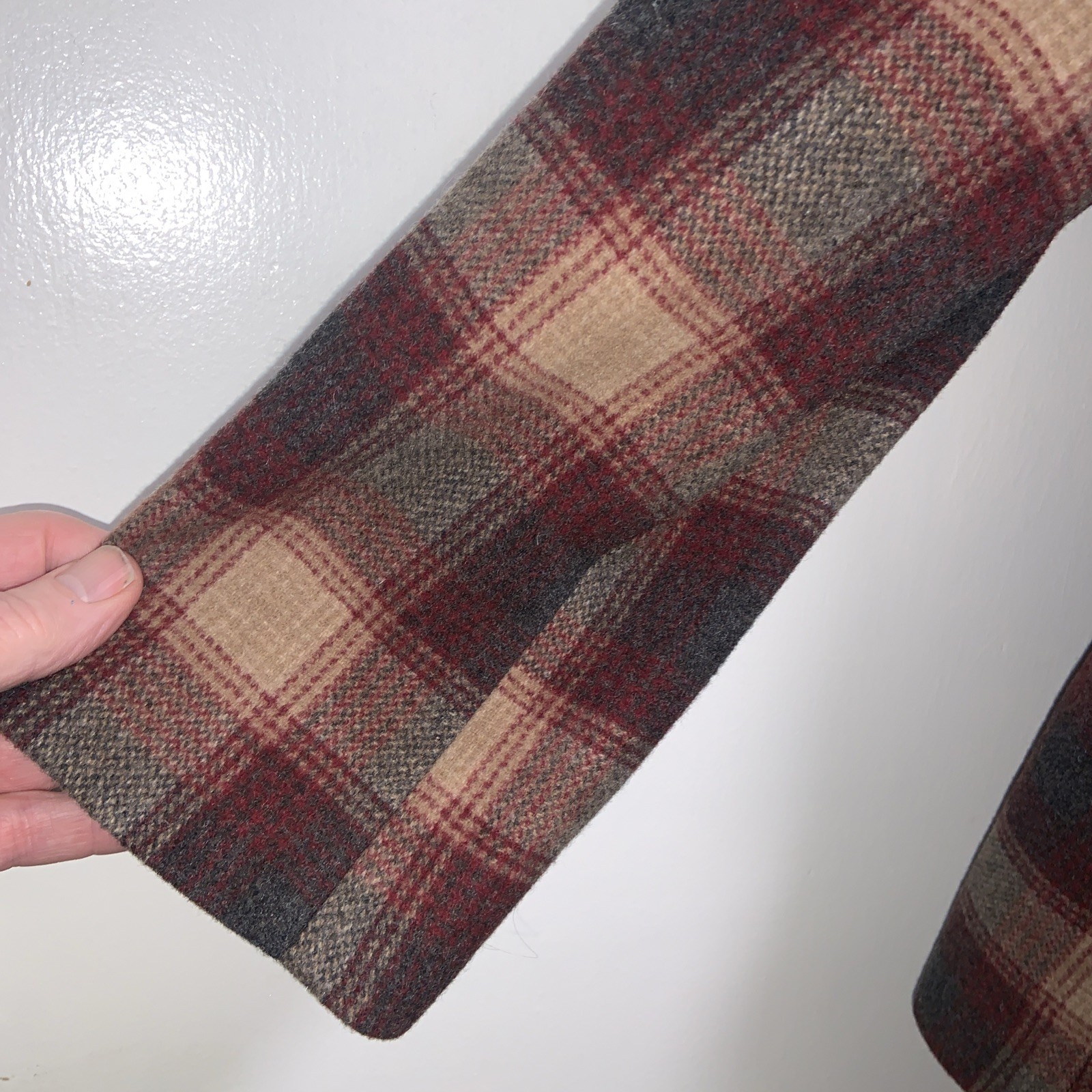 VTG L.L. Bean Women’s Plaid Wool Cashmere Blend Button Up Blazer Jacket – Sz 16p