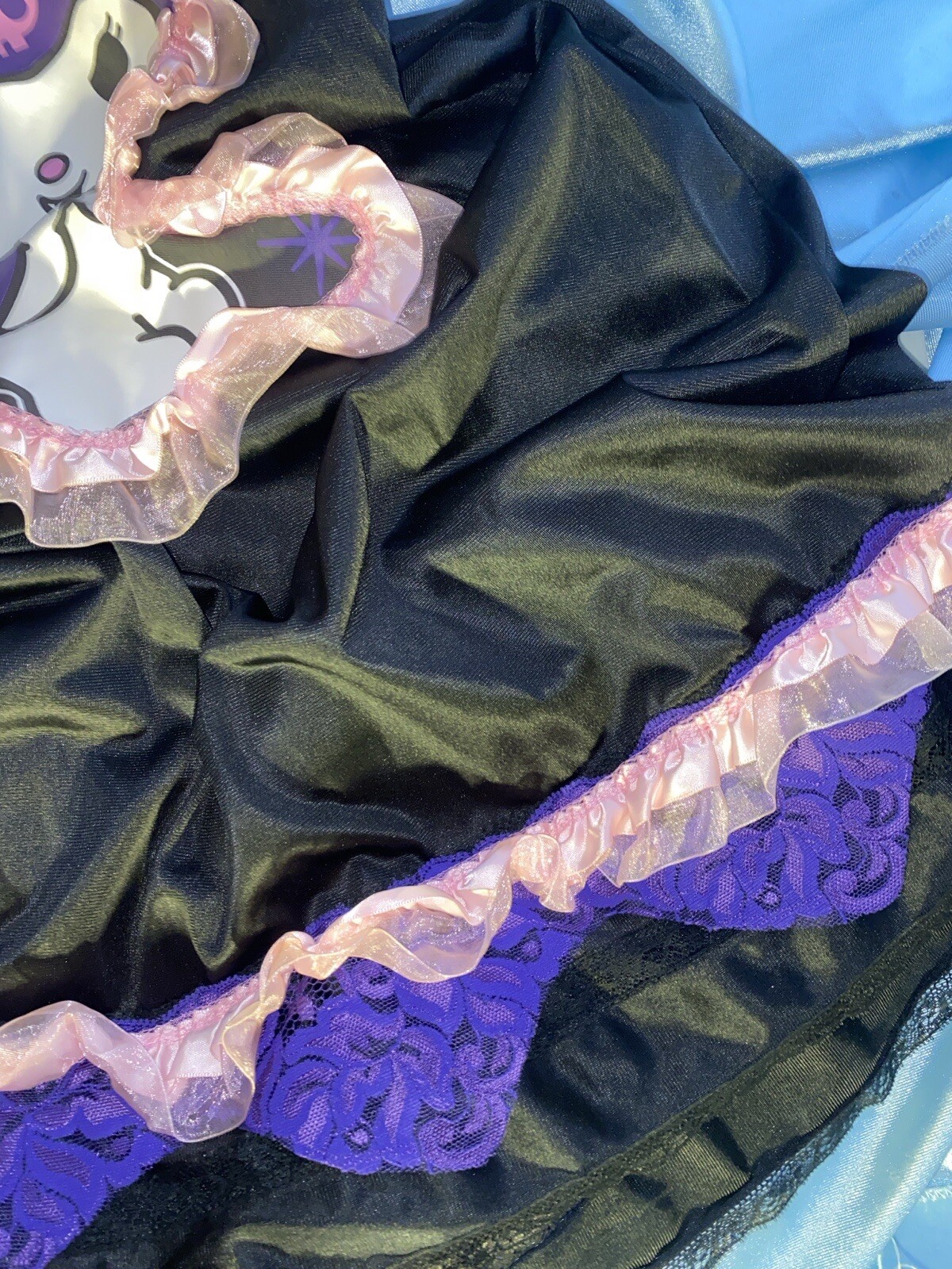 VTG SILKY NYLON Kuromi RAVE PARTY GRUNGE POP PARTY KAWAII DRESS SLIP GOWN GOTH