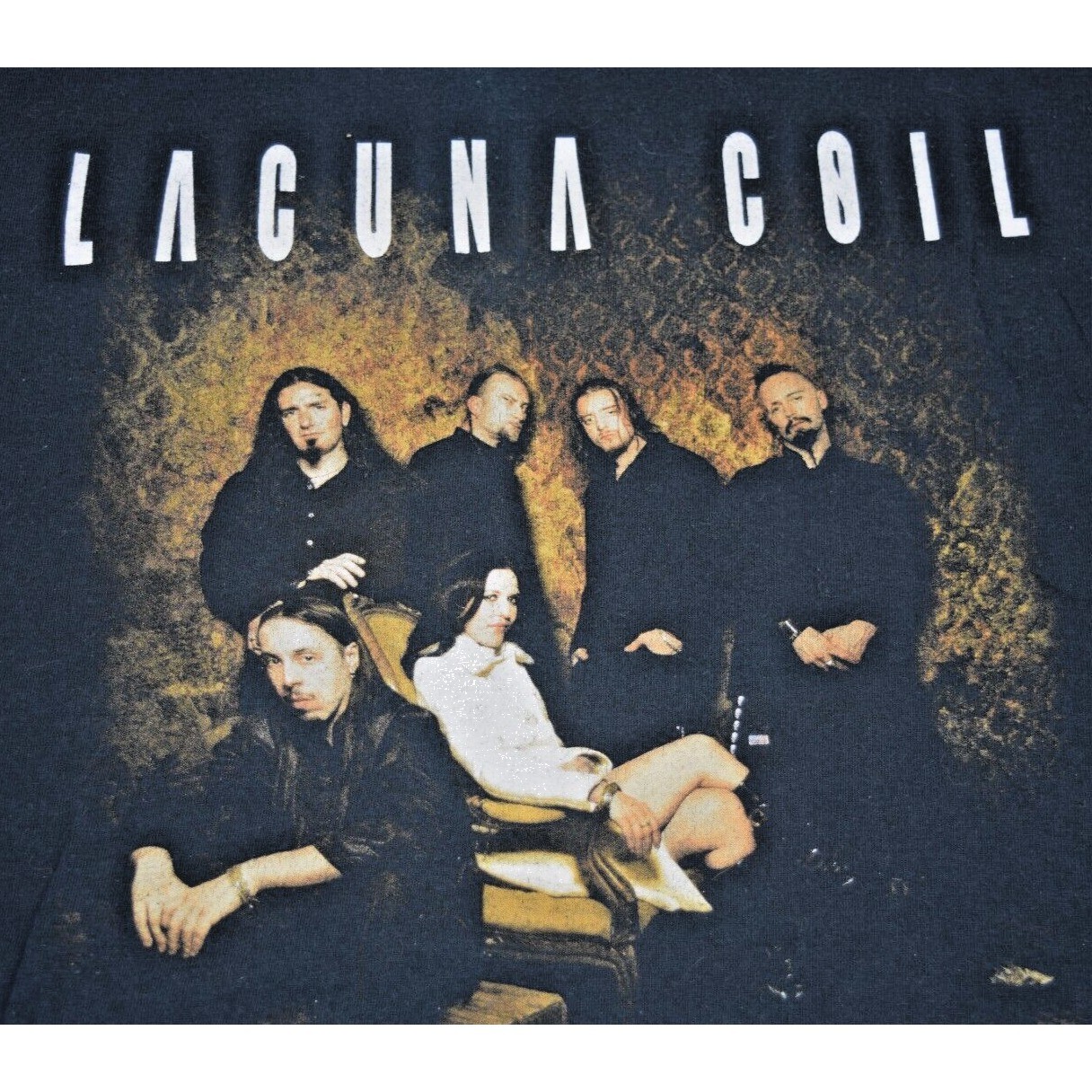 Vintage Band T-Shirt Lacuna Coil Size S 00s Group Photo Black Gildan Heavy 2008