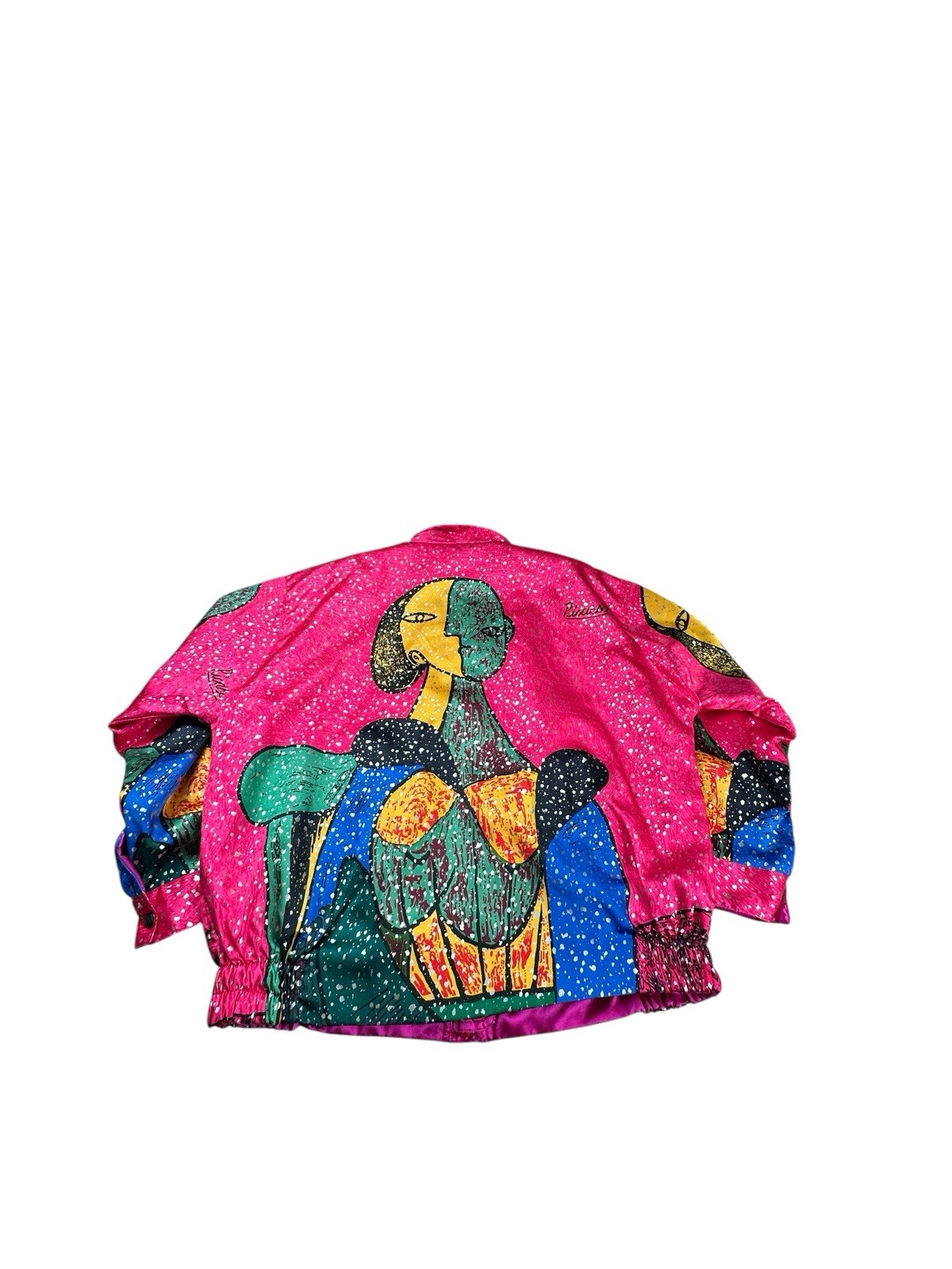 Vintage 80’s Picasso Satin Bomber Style Art to Wear AOP Jacket One Size