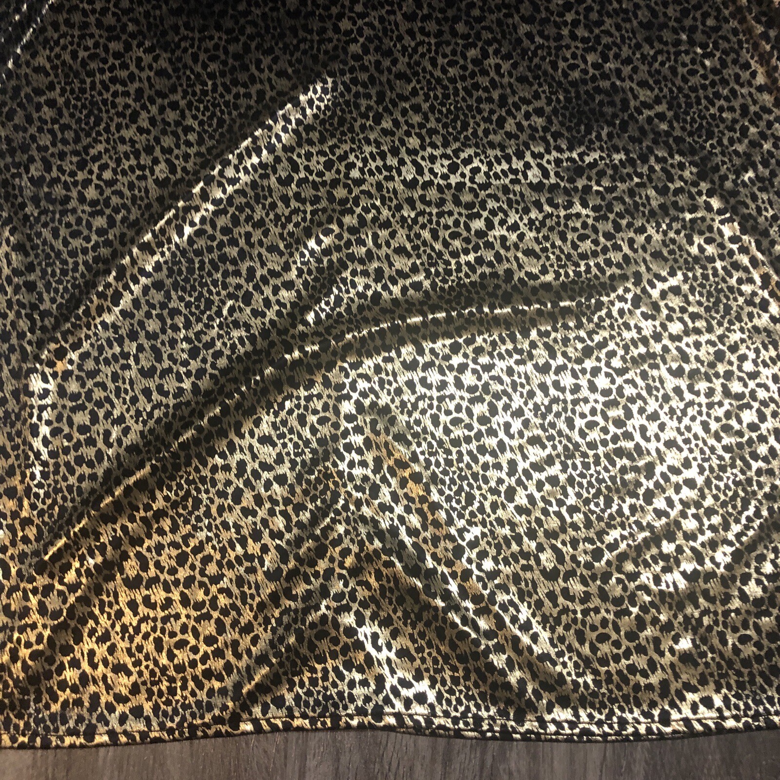 Vintage NIGHT GOWN Cheetah LEOPARD Animal Print Silky Sheer Lingerie Sz M Gold