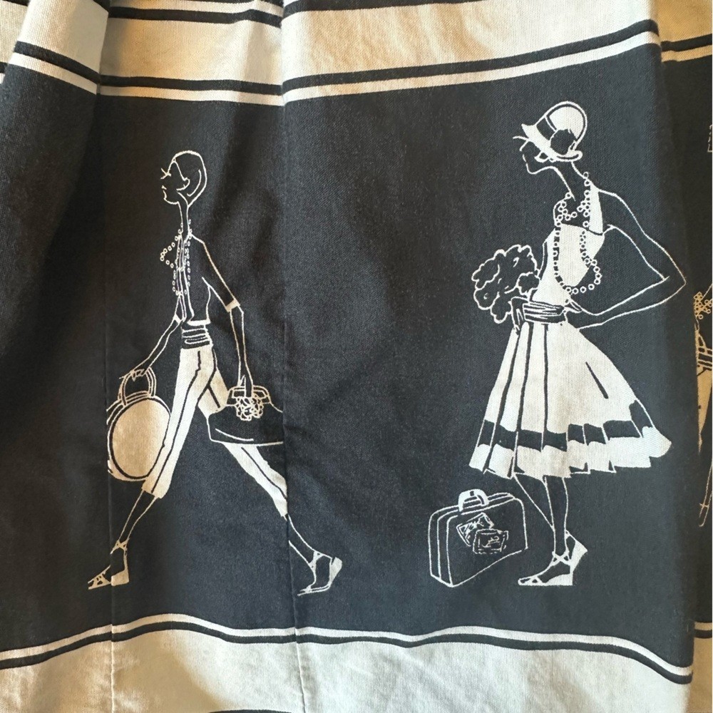 Vtg Liz Claiborne Pleated A Line Midi Skirt Polka Dot Shoppers Cotton Retro 4P