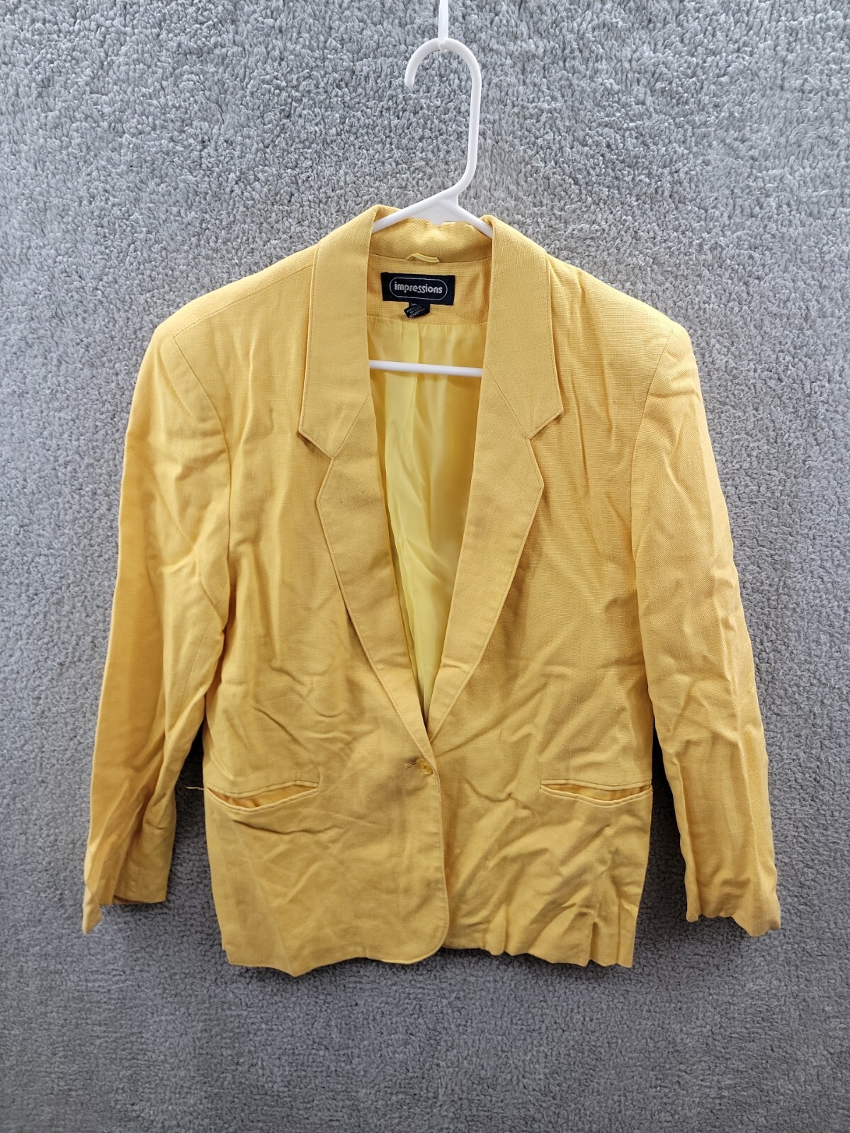 Vintage Impressions Women’s Size 10 Yellow Blazer Jacket 80s VTG