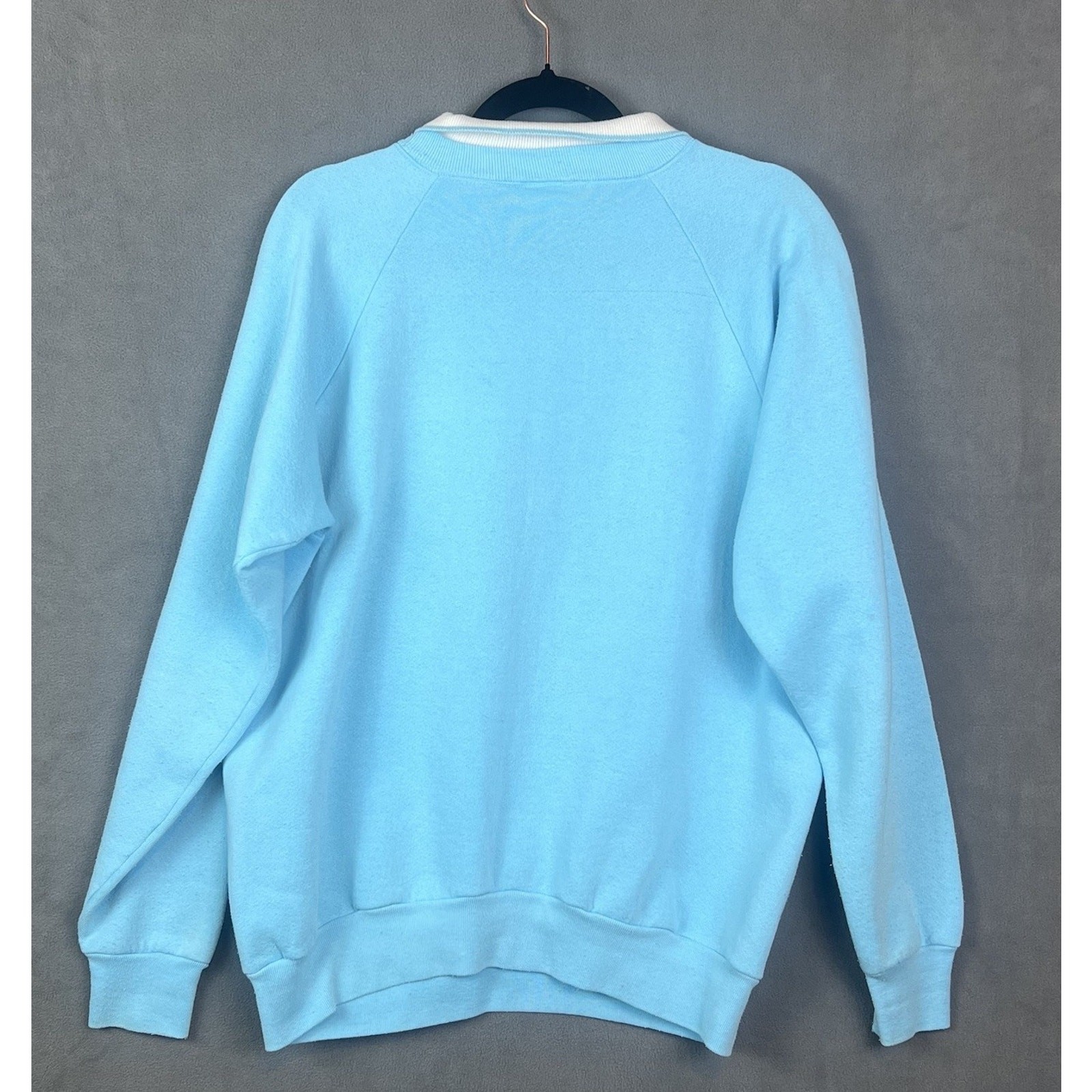 VTG 1991 Kitty Cat Winter Sweatshirt Sz XL Blue Collared Puffy Paint Collared