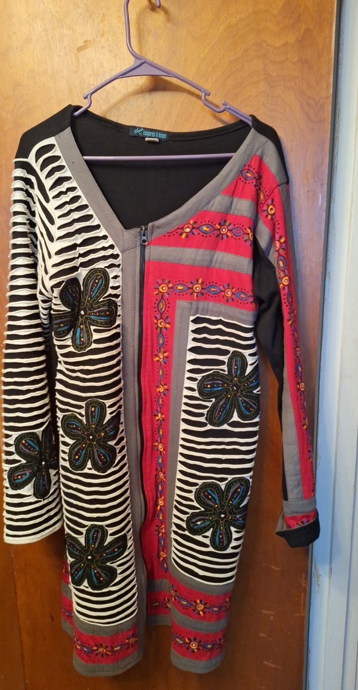 Vintage Y2K Leopards & Roses Boho Cottagecore Dress Art To Wear Asymmetrical