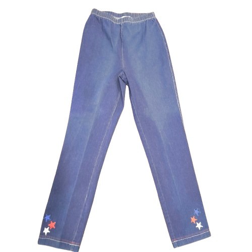Vintage Quacker Factory Patriotic Star Denim Pull On Jeans Small USA