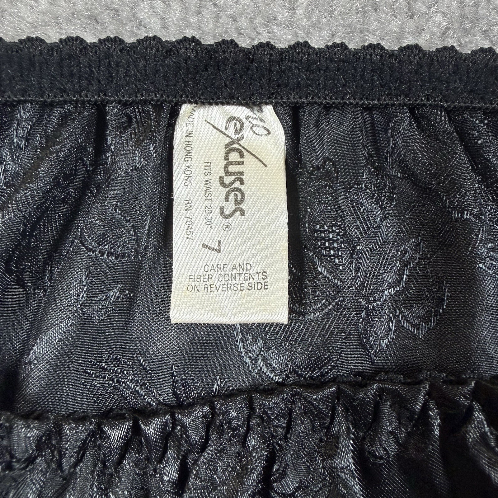 Vintage NWT No Excuses Panties Women’s 7 Black Floral Jacquard Bikini Y2K 90s