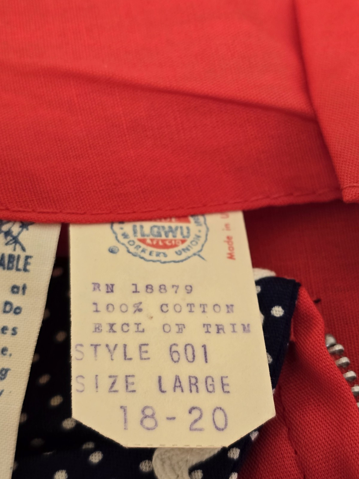Vtg 1960/70 Renee Red White Blue 1/2 Zip Front Prockets House Dress Large NWOT