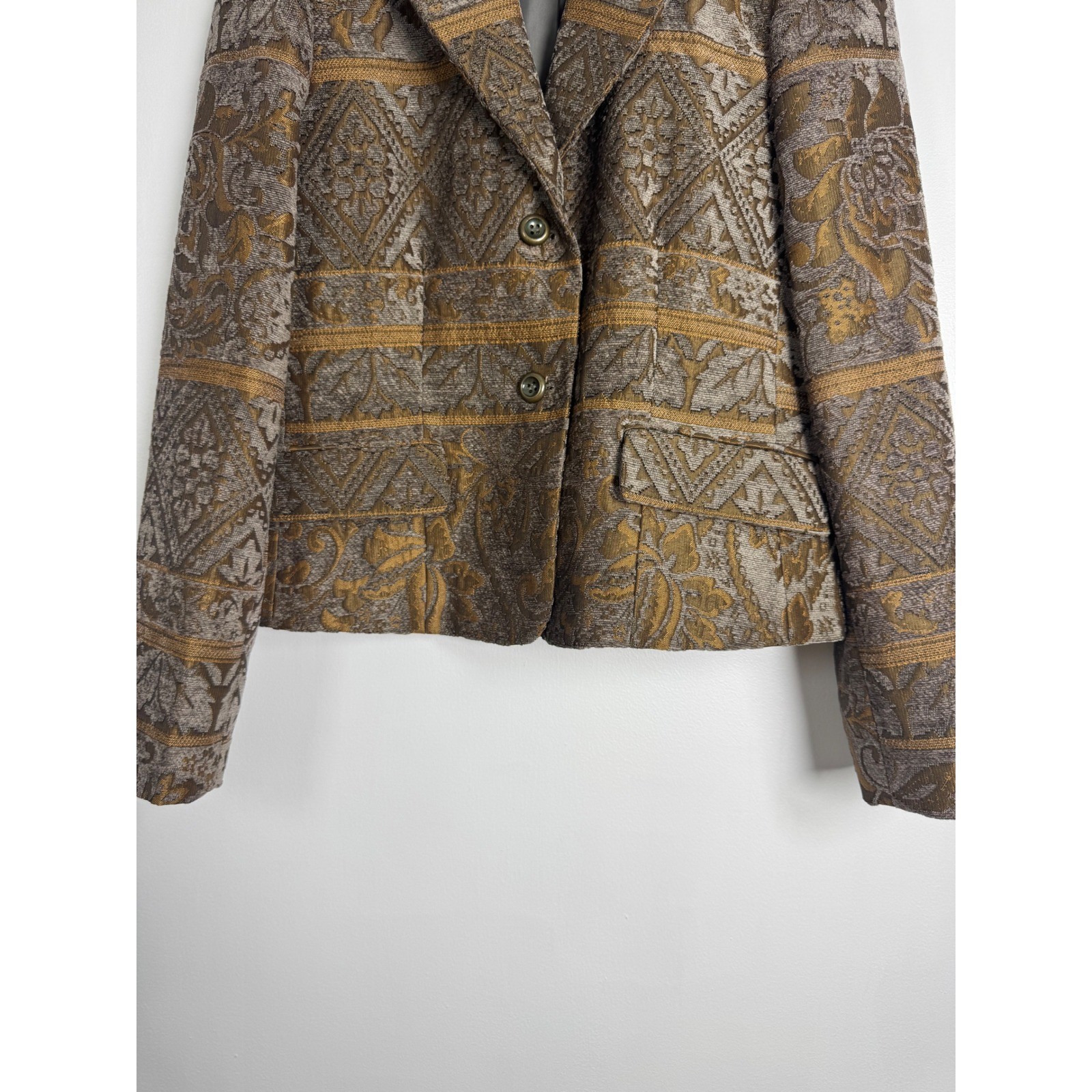 Vintage Harve Benard Womens Size 6 Tapestry Blazer Bronze Gold Damask Jacket