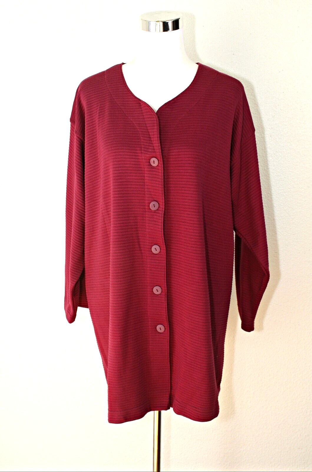 VTG Heritage Quiet Luxury MICHAEL CARRIE MCII Knit Jacket Cardigan XL Burgundy *