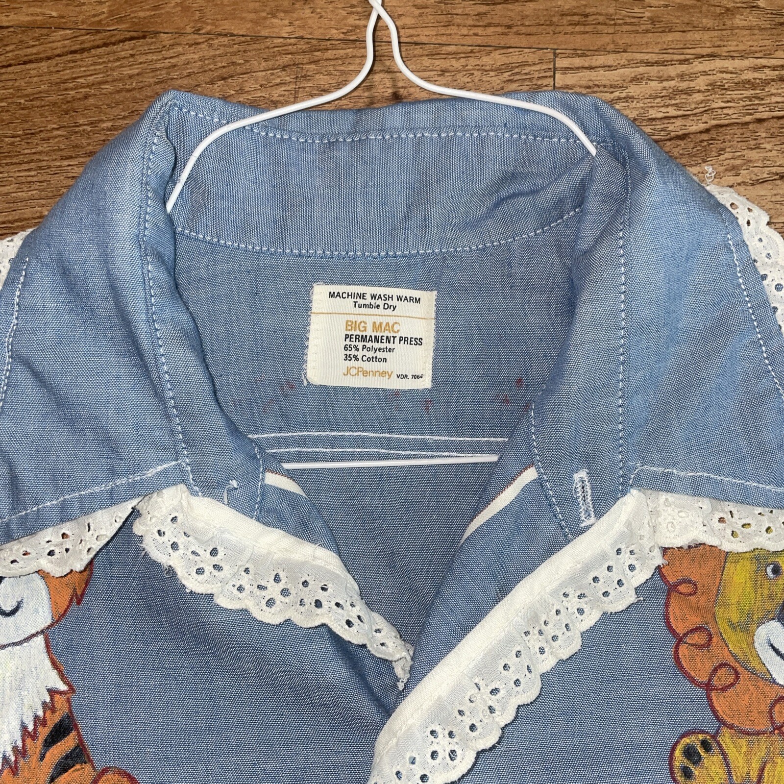 VTG BIG MAC Shirt Hand Painted 70s Long Sleeve Button Up Woman Size XL