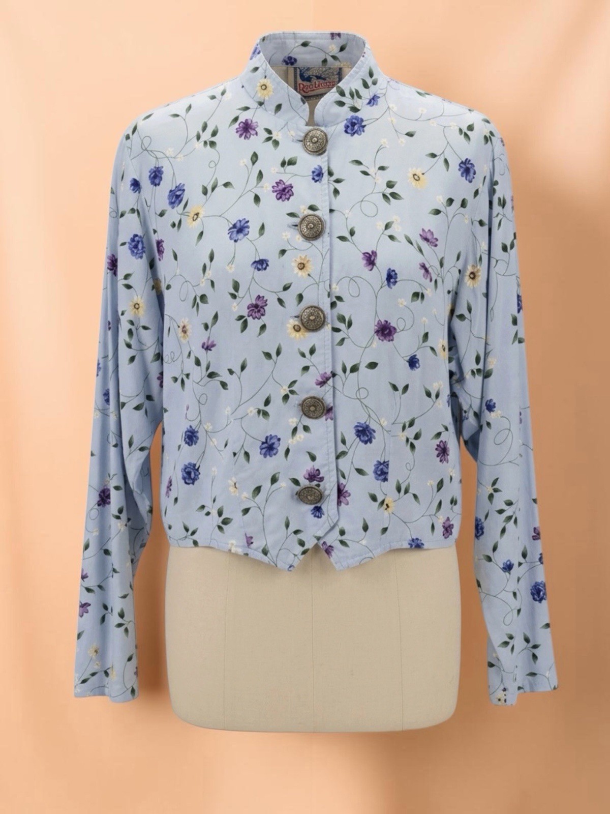 Vintage Dee Cee floral Boxy Top cottagecore romantic prairie 90s USA Made Med